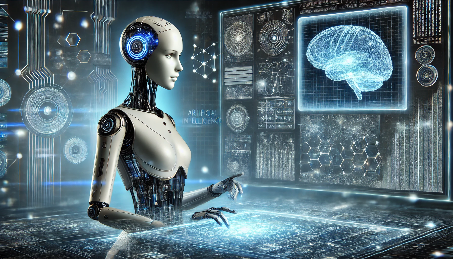 Conceptual humanoid robot representing the future of artificial intelligence