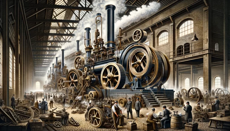 llustrate-a-detailed-scene-of-an-early-19th-century-steam-engine-in-operation-within-an-industrial-setting-emphasizing-its-monumental-role-in-poweri.