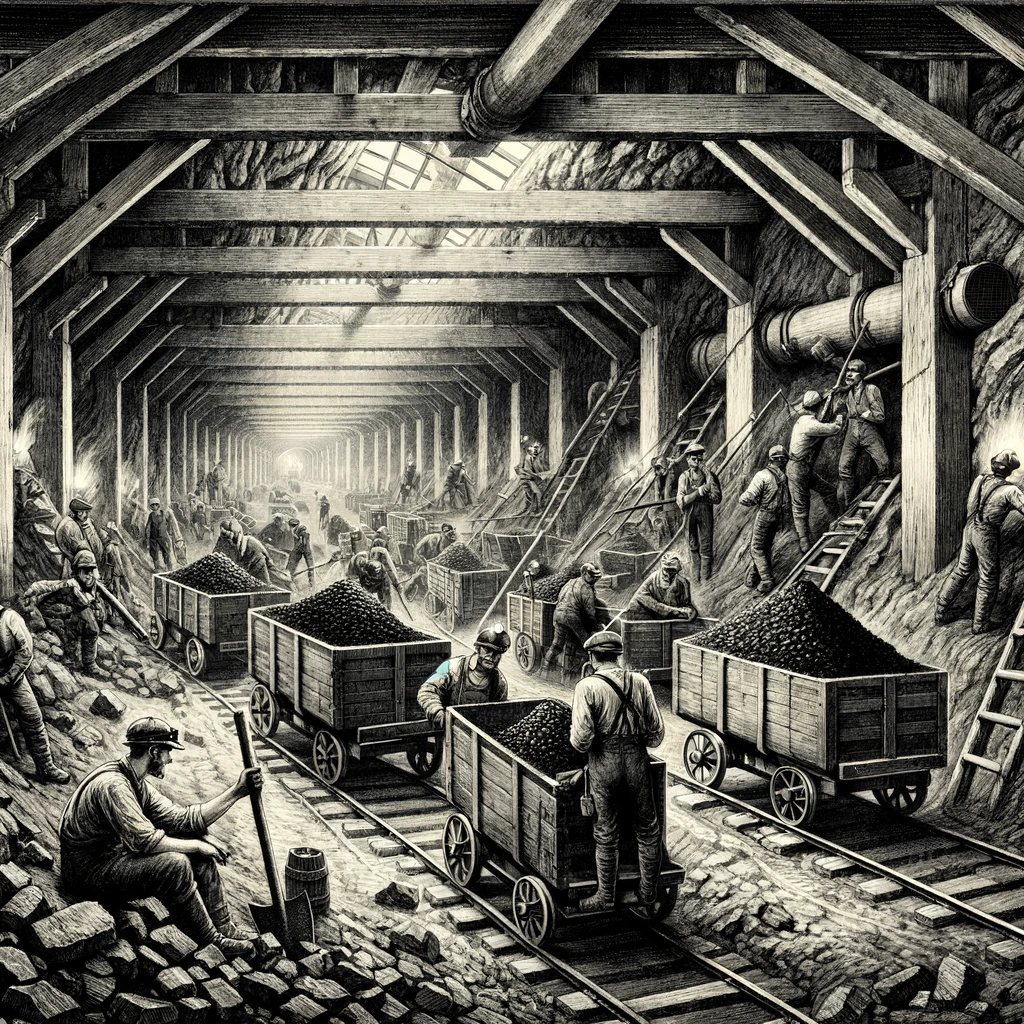 Workers mining coal