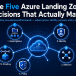 Azure landing zone decisions framework — subscriptions, identity, network, policy, and vending