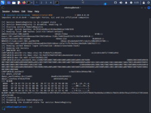 pass-the-hash attack dumping the local Administrator NTLM hash with secretsdump